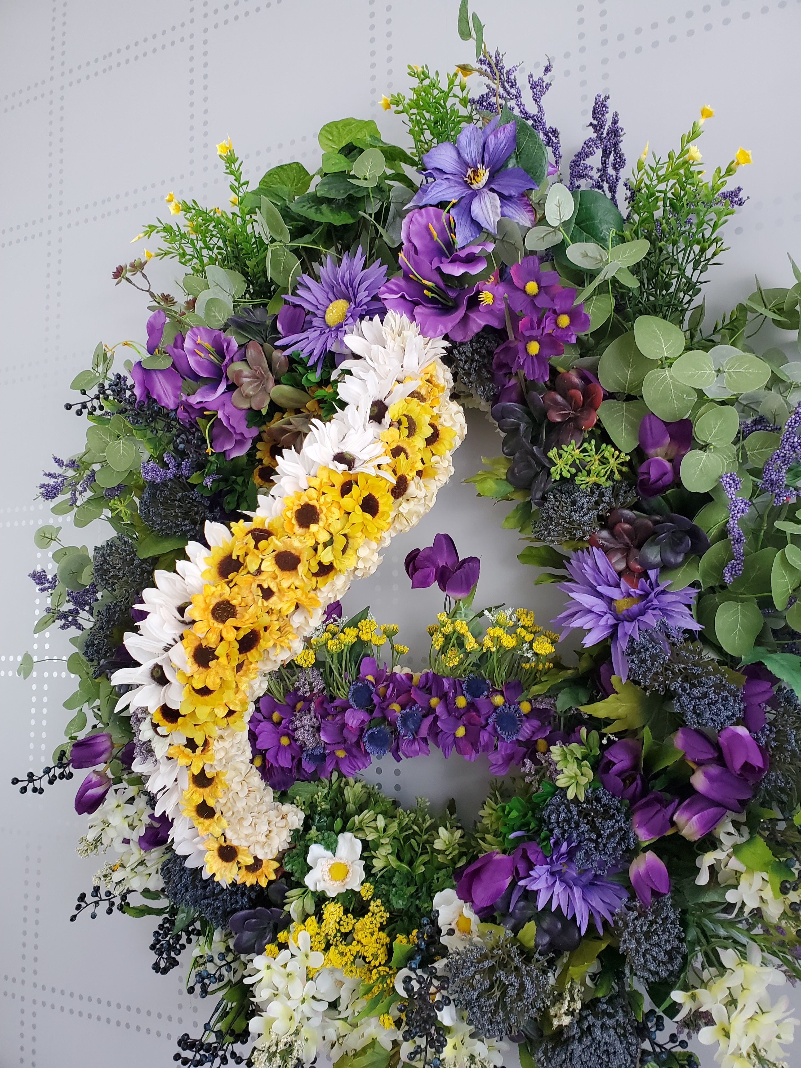 Purple and Yellow Woodland Spring Wreath - Wreaths Unlimited